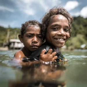 Papuan kids in Chenderawasih Bay